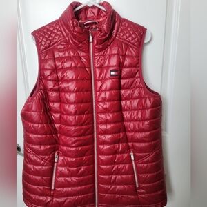 Plus Tommy Hilfiger Women's Red Quilted Vest 2X